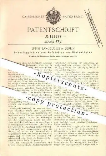 original Patent - Ernst Langelütje in Berlin , 1900 , Aufstellen von Bleisoldaten , Blei , Zinnsoldaten , Soldaten !!!