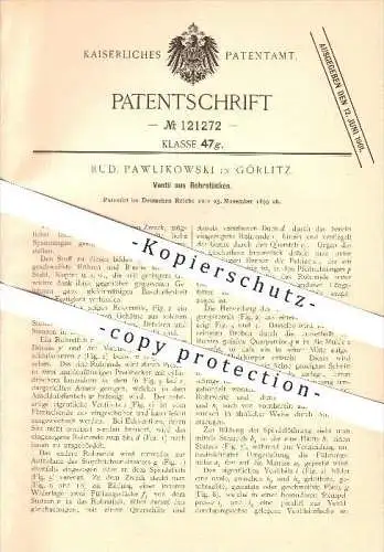 original Patent - Rud. Pawlikowski in Görlitz , 1899 , Ventil aus Rohrstücken , Ventile , Rohre , Eisen , Stahl !!!