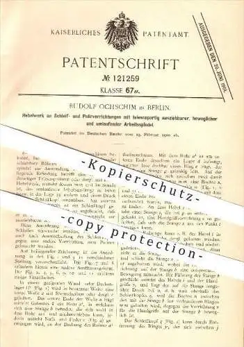 original Patent - Rudolf Ochschim in Berlin , 1900, Hebelwerk an Schleif- und Poliervorrichtungen , Schleifen , Polieren