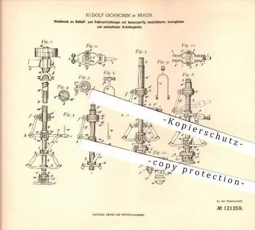 original Patent - Rudolf Ochschim in Berlin , 1900, Hebelwerk an Schleif- und Poliervorrichtungen , Schleifen , Polieren
