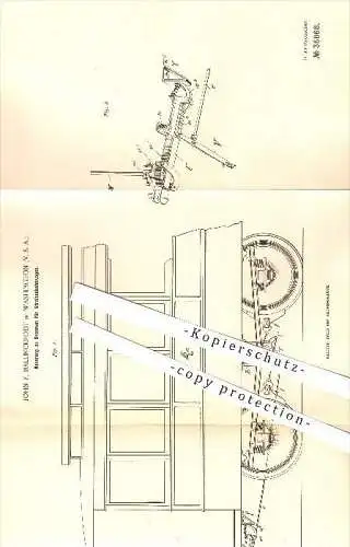 original Patent - John F. Mallinckrodt in Washington , 1886 , Bremsen für Straßenbahnwagen , Straßenbahn , Eisenbahn !!!