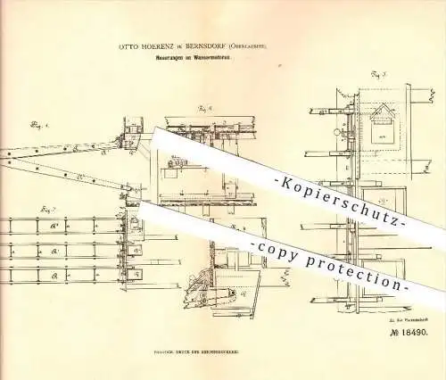 original Patent - Otto Hoerenz in Bernsdorf / Oberlausitz , 1881 , Wassermotoren , Wasserkraftmaschinen !!!