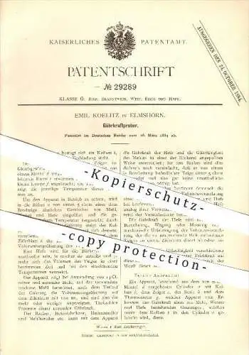 original Patent - Emil Koelitz in Elmshorn , 1884 , Gährkraftprober , Bier , Brauerei !!!