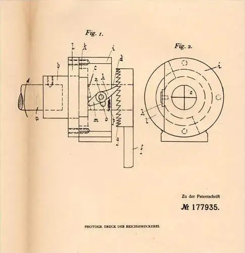 Original Patentschrift - Jean Schaefer in Sindlingen , 1905 , Anlaßkurbel für Kraftmaschinen , Motoren , Frankfurt !!!