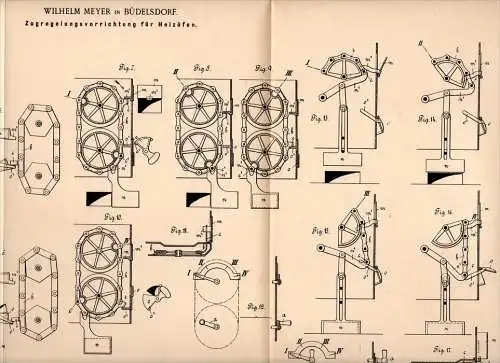 Original Patentschrift - W. Meyer in Büdelsdorf ,1898, Regelung für Heizöfen , Heizung , Ofen , Heizungsbau , Rendsburg