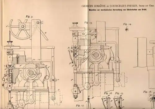 Original Patentschrift - G. Lemaitre dans Courcelles Presles , 1901 ,Machine pour maillons de la chaîne !!!