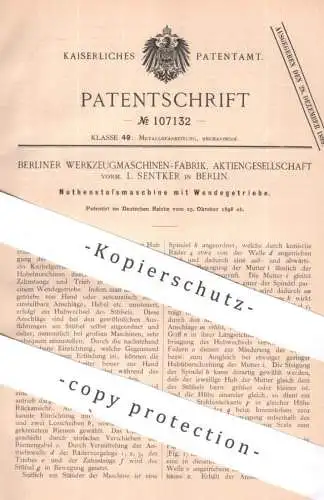 original Patent - Berliner Werkzeugmaschinen Fabrik AG , vorm. L. Sentker Berlin | 1898 | Nuthenstossmaschine - Getriebe