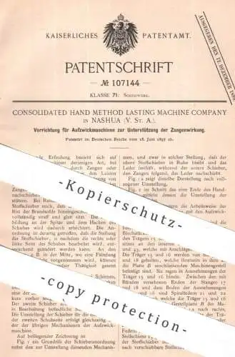 original Patent - Consolidated Hand Method Lasting Machine Company , Nashua , USA | Aufzwickmaschine für Schuhe | Schuh