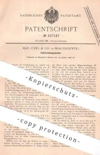 original Patent - Max Jüdel & Co. , Braunschweig | 1898 | Fahrtrichtungsmelder | Eisenbahn , Signal , Glocke , Alarm !!