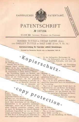 original Patent - Hosmer Tuttle , Cedar Rapids , Iowa | Shelley Tuttle , Salt Lake , Utah , USA | 1898 | Fahrrad Antrieb