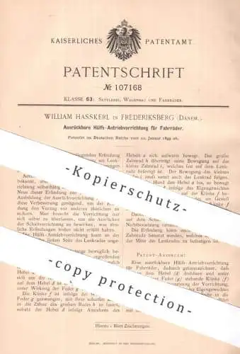original Patent - William Hasskerl , Frederiksberg , Dänemark | 1899 | Hilfsantrieb für Fahrräder | Fahrrad - Schaltung
