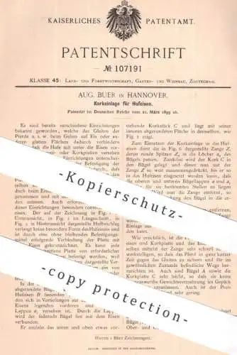original Patent - Aug. Buer , Hannover | Korkeinlage für Hufeisen | Kork , Huf , Pferd , Pferde , Forst