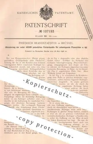 original Patent - Friedrich Brandstaedter , Brüssel , Belgien | 1898 | Förderkanal für Plansichter | Mühle , Müllerei !!