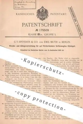 original Patent - C. T. Speyerer & Co. , Emil Muth , Berlin | 1905 | Wenden u. Ablegen von Stückgut auf Förderband |
