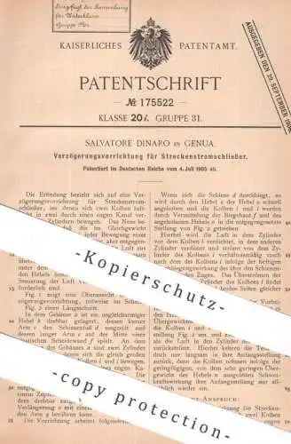 original Patent - Salvatore Dinaro , Genua , Italien | 1905 | Verzögerung für Streckenstromschließer | Strom , Eisenbahn