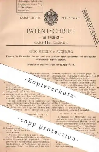 original Patent - Hugo Wegelin , Augsburg | 1905 | Motorrad - Rahmen | Motorräder | Oldtimer | Motorfahrzeuge