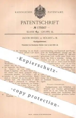 original Patent - Jacob Bredel , Höchst / Main | 1905 | Knallgasbrenner | Gas - Brenner | Knallgas | Metall , Oxyde !!
