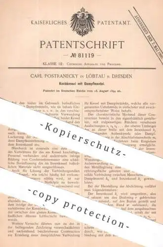 original Patent - Carl Postranecky , Dresden / Löbtau | 1894 | Kochkessel mit Dampfmantel | Dampfkessel | Kessel !!
