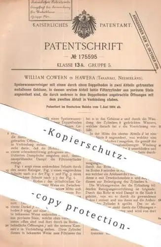 original Patent - William Cowern , Hawera , Taranaki , Neuseeland | 1904 | Speisewasserreiniger | Dampfkessel , Kessel