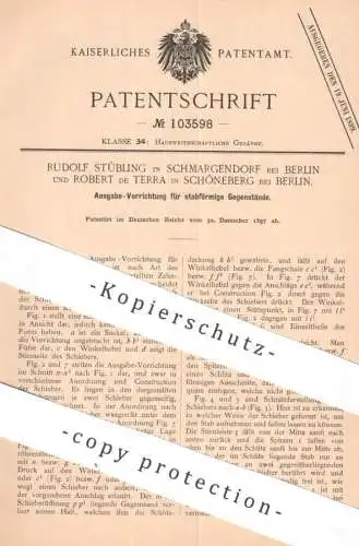 original Patent - Rudolf Stübling | Robert de Terra , Berlin | 1897 | Ausgeber für stabförmige Gegenstände | Zahnstocher