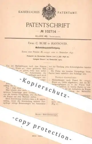 original Patent - Fa. C. Bube , Hannover | 1898 | Maßstabkappenbefestigung | Maßstabkappen - Befestigung | Maßstab
