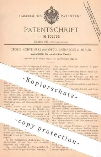original Patent - Georg Kobylinski , Otto Brennecke , Berlin | 1897 | Abdrucklöffel für Zahnarzt | Zahn Abdruck , Gebiss