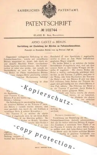 original Patent - Arno Gantz , Berlin | 1898 | Bürsten - Einstellung an Fasswaschmaschinen | Fass , Holzfass , Bier Wein