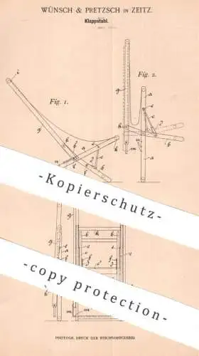 original Patent - Wünsch & Pretzsch , Zeitz | 1898 | Klappstuhl | Stuhl , Stühle , Möbel , Holzstuhl , Möbelbauer