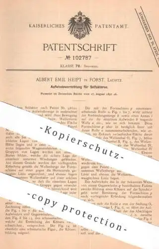 original Patent - Albert Emil Heipt , Forst , Lausitz | 1897 | Aufwindevorrichtung für Selfaktoren | Spinnmaschine !