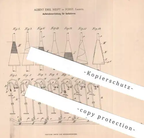 original Patent - Albert Emil Heipt , Forst , Lausitz | 1897 | Aufwindevorrichtung für Selfaktoren | Spinnmaschine !