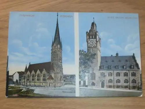 alte AK - Pforzheim , 1918 , Bezirksamt und Kirche , Ansichtskarte !!