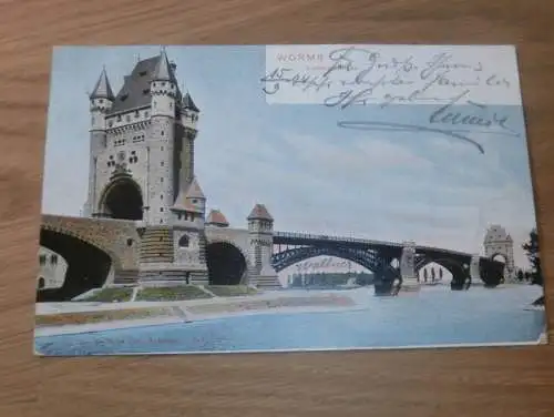 alte AK - Worms , 1904 , Ludwigsbrücke , Ansichtskarte !