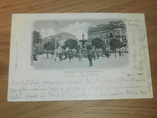 alte AK - Aachen , 1898 , Kaiserplatz und Brunnen , Ansichtskarte !!!