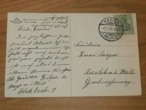 alte AK - Hagen b. Arnsberg , 1908 , Stadtgarten , Ansichtskarte !!!