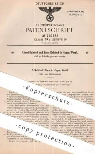 original Patent - Alfred & Ernst Kalthoff , Hagen , Westfalen | 1941 | Rohr- u. Mutternzange | Zange , Zangen | Werkzeug