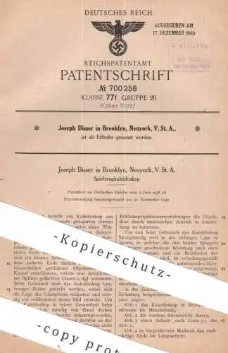 original Patent - Joseph Disser , Brooklyn , New York , USA | 1938 | Spielzeugkaleidoskop | Spielzeug - Kaleidoskop