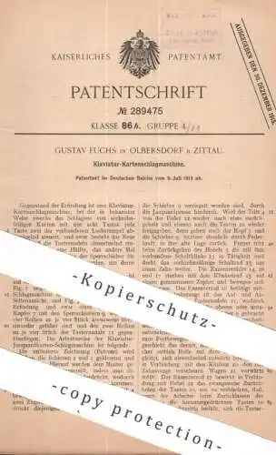 original Patent - Gustav Fuchs , Olbersdorf / Zittau | 1913 | Klaviatur - Kartenschlagmaschine | Jacquardkarten Weberei