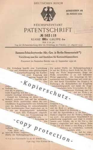 original Patent - Siemens Schuckertwerke AG Berlin | Otto Körber | 1930 | Kartenschlagmaschine | Jacquardkarten Weberei