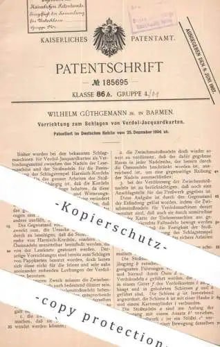 original Patent - Wilhelm Güthgemann , Barmen | 1904 | Schlagen von Verdol Jacquardkarten | Jacquard Weberei Verdolkarte