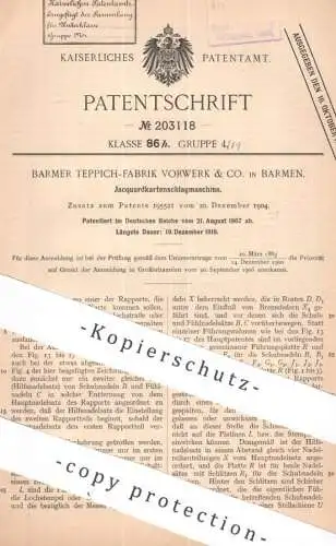 original Patent - Barmer Teppichfabrik Vorwerk & Co. , Barmen | 1907 | Jacquardkartenschlagmaschine | Jacquard , Weberei
