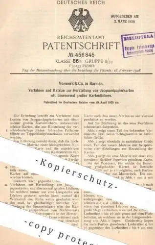 original Patent - Vorwerk & Co. , Barmen | 1925 | Matrize zur Herstellung von Jacquardpapierkarten | Jacquard , Teppich