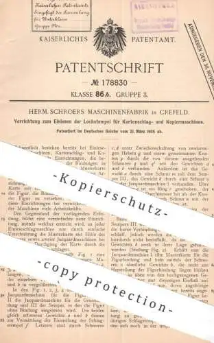 original Patent - Herm. Schroers Maschinenfabrik , Krefeld | 1905 | Lochstempel für Kartenschlag- u. Kopiermaschine