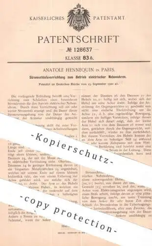 original Patent - Anatole Hennequin , Paris , Frankreich | 1900 | Stromschluss für elektrische Nebenuhr | Uhr , Uhren !