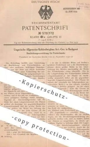original Patent - Ungarische Allgemeine Kohlenbergbau AG Budapest , Ungarn | 1932 | Beschickung für Förderband