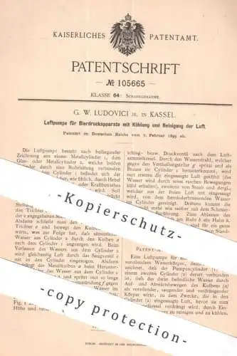 original Patent - G. W. Ludovici , Kassel | 1899 | Luftpumpe für Bierdruckapparat mit Kühlung | Zapfanlage Bier