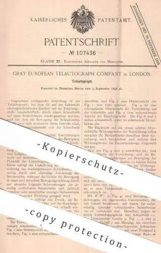 original Patent - Gray European Telautograh Company , London , England | 1898 | Telautograh | Telegraph , Fernsprecher