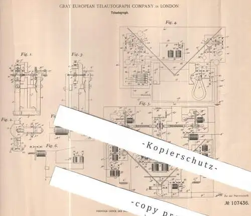 original Patent - Gray European Telautograh Company , London , England | 1898 | Telautograh | Telegraph , Fernsprecher