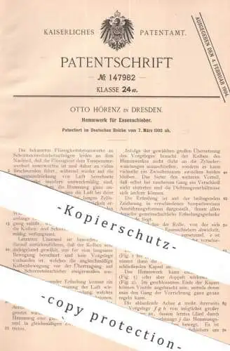 original Patent - Otto Hörenz , Dresden | 1902 | Hemmwerk für Essenschieber | Schornstein , Esse , Schornsteinfeger !!