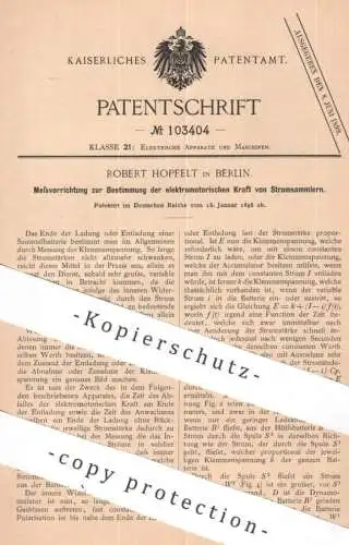 original Patent - Robert Hopfelt , Berlin | 1898 | elektromotorische Kraft vom Stromsammler | Strom , Elektrik , Motor