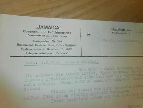 "Jamaica" Bananen- und Früchtevertrieb in Bielefeld , 1928 , Johann Bütrübe , Creditreform !!